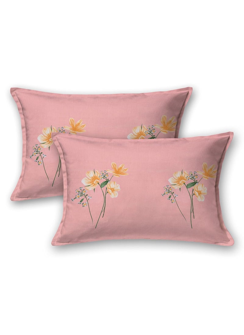 EasyGoods Super Soft Twilight Floral Bedsheet Bedsheet for Double Bed King Size Double Bedsheet with 2 Pillow Covers Premium Printed Flat Bed Sheet 106x107 inchPink