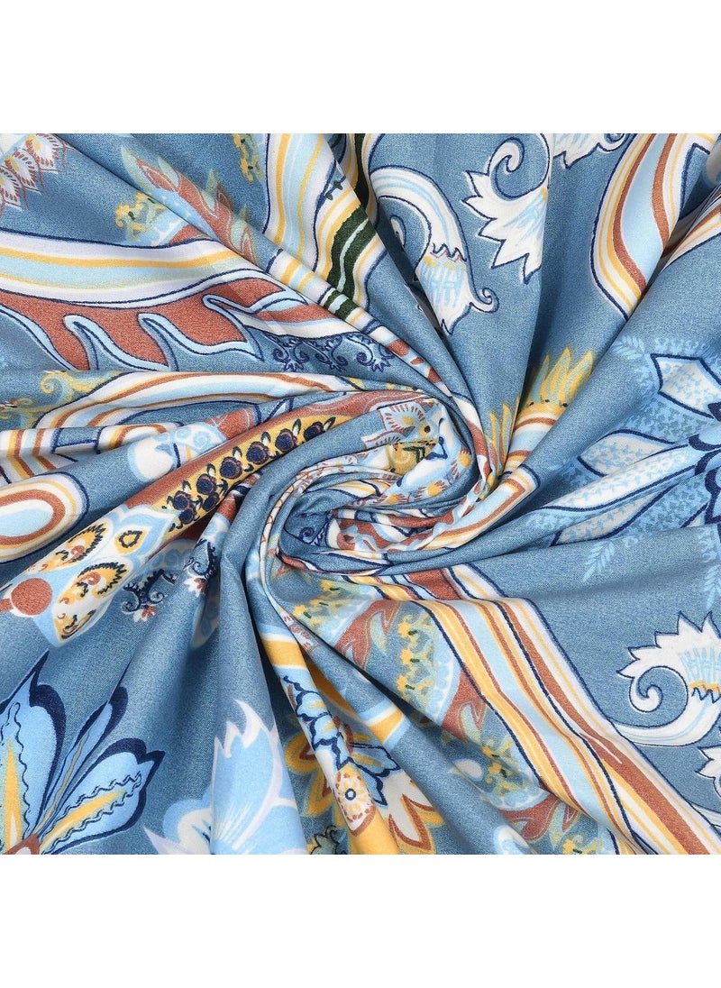EasyGoods Super Soft Merino Floral Bedsheet Bedsheet for Double Bed King Size Double Bedsheet with 2 Pillow Covers Premium Printed Flat Bed Sheet 90 98Aqua Blue