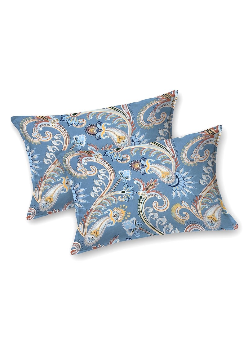 EasyGoods Super Soft Merino Floral Bedsheet Bedsheet for Double Bed King Size Double Bedsheet with 2 Pillow Covers Premium Printed Flat Bed Sheet 90 98Aqua Blue