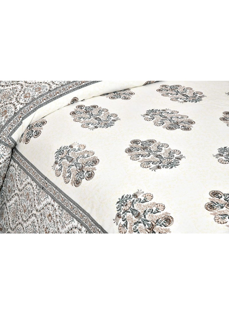 EasyGoods 240 TC Pure Cotton Bedsheet for Double Bed King Queen Size Bed Jaipuri Rajasthani Design with 2 Pillow Covers Extra Soft Wrinkle Free 90 x 103 inches Brown Monarch30