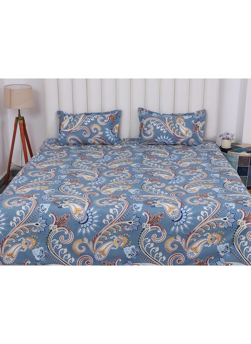 PRINDA Presents King Double Flat Bed Sheets 90 x 100 Inch with 2 Pillow Covers18 x 28 Inch Multicolor