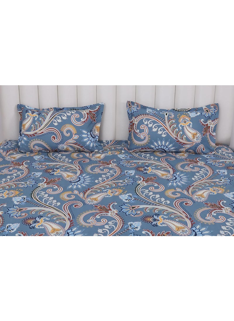 PRINDA Presents King Double Flat Bed Sheets 90 x 100 Inch with 2 Pillow Covers18 x 28 Inch Multicolor