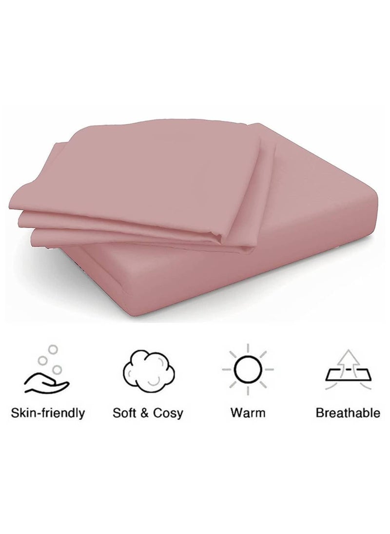 Filymore Solid Rose Pink Double bedsheet Microfiber 240 Tc Fabric Single Color Bedcover with 2 Pillow Cover for Girls Room Size 90X90 inchs Queen Rose Pink
