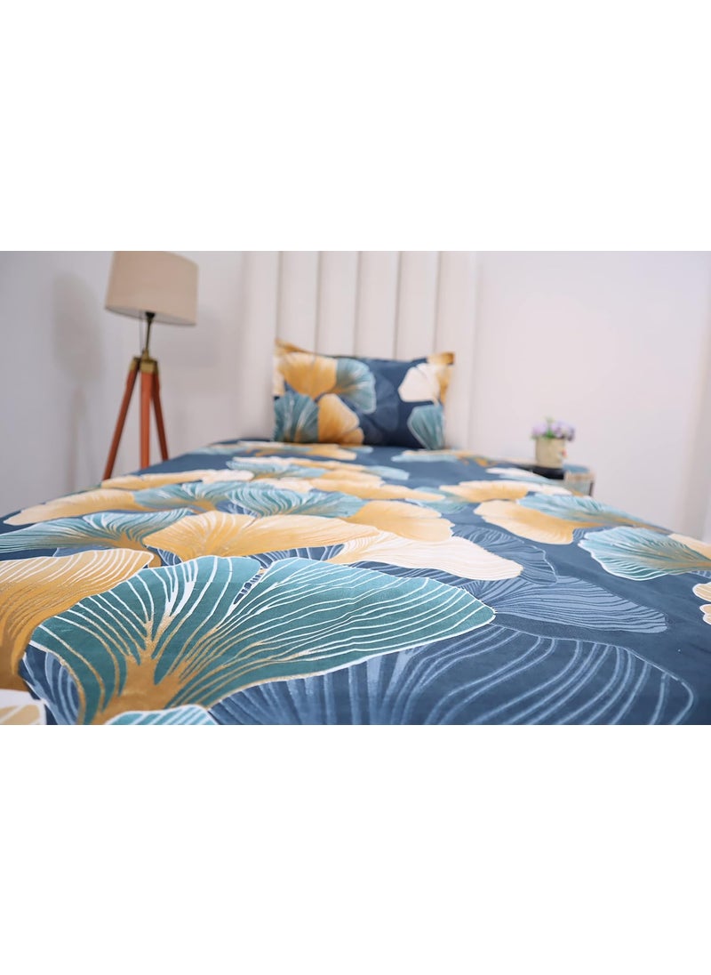 PRINDA Glace Cotton 3D Printed 180 TC Single Bed SheetSize90 inch x 60 inch with One Pillow Cover Multicolor