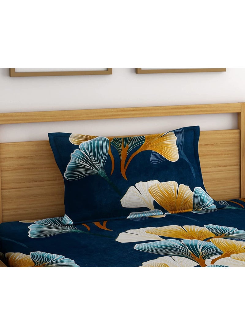 PRINDA Glace Cotton 3D Printed 180 TC Single Bed SheetSize90 inch x 60 inch with One Pillow Cover Multicolor