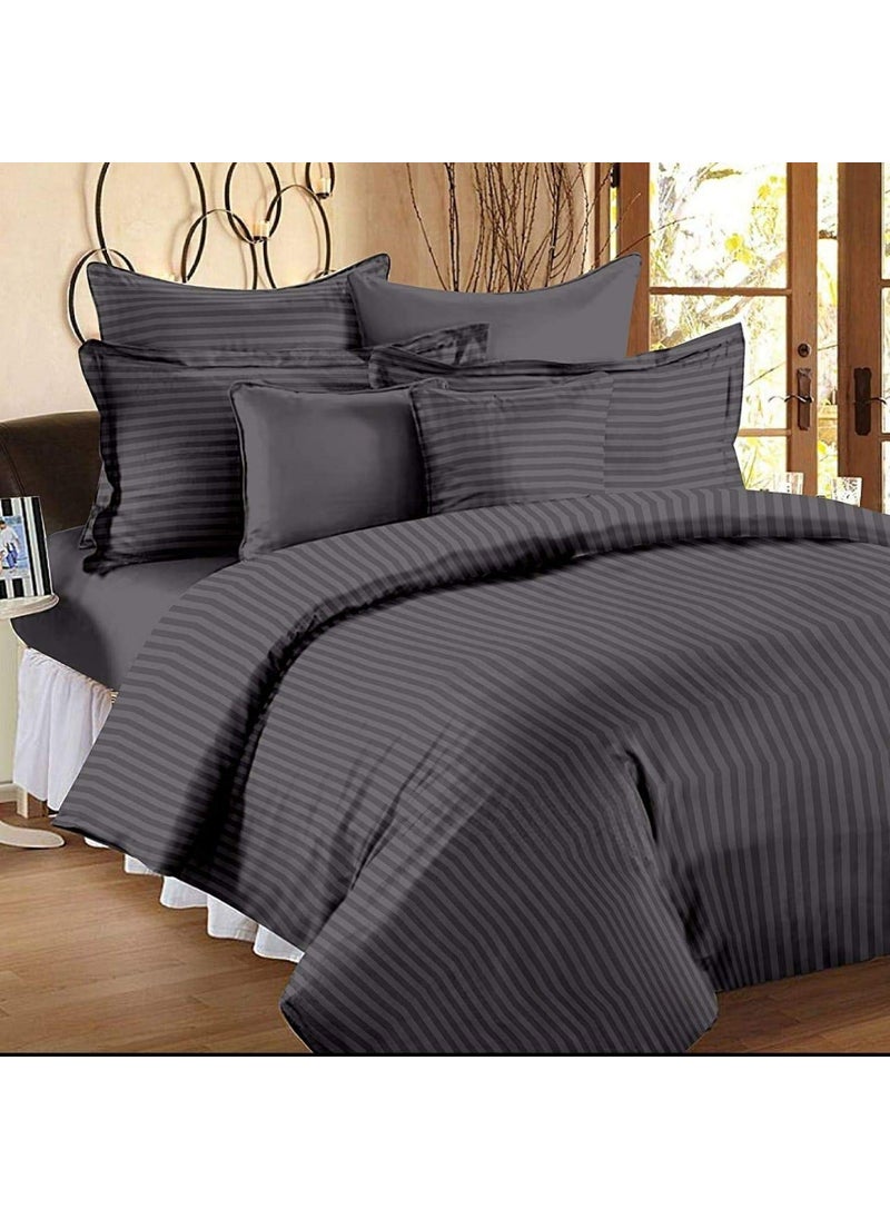 Own way Microfiber Satin Striped 400TC Double Bedsheet King Size for Double Bed Solid Colour Bed Sheets Flat Sheets Size 108x108 inch 2 Pillow Cover28x18 inch