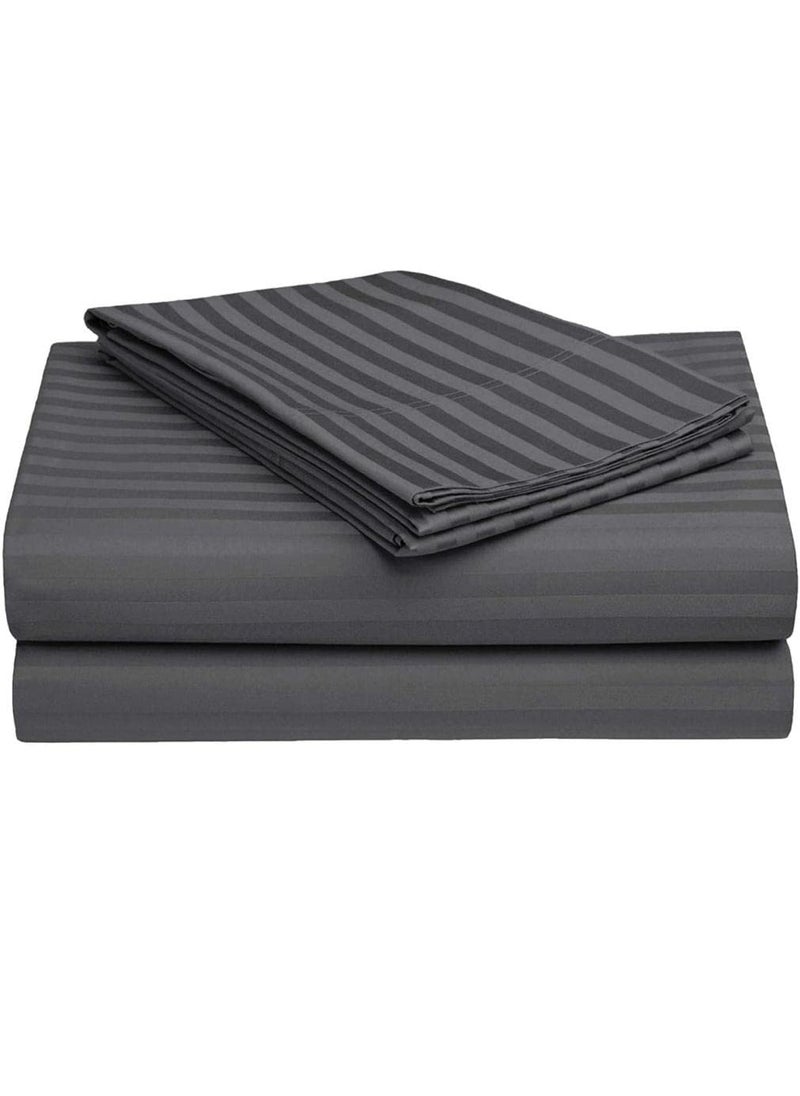 Own way Microfiber Satin Striped 400TC Double Bedsheet King Size for Double Bed Solid Colour Bed Sheets Flat Sheets Size 108x108 inch 2 Pillow Cover28x18 inch