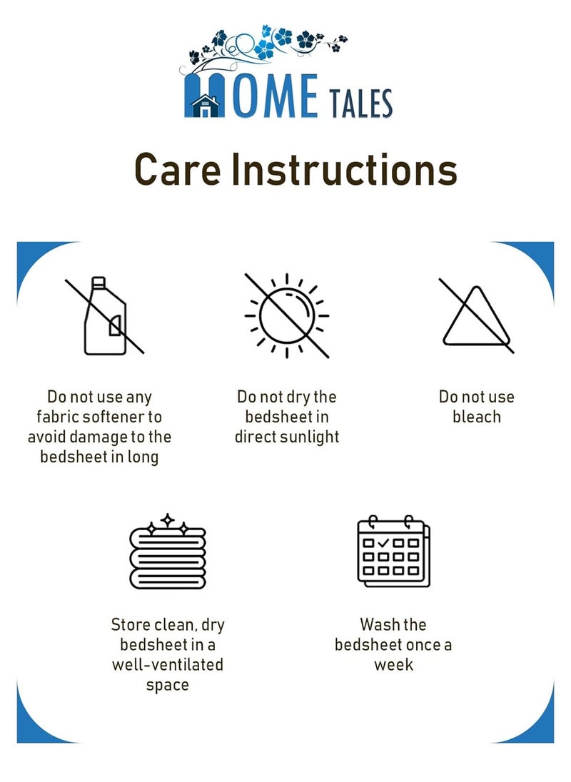 HOMETALES Cotton Big Checks Bedsheet with 2 Pillow CoversMulticolor