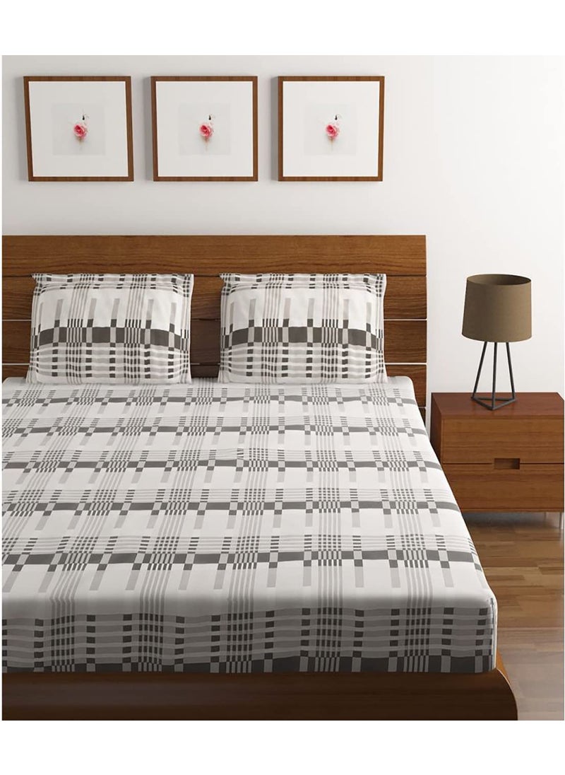 HOMETALES Cotton Big Checks Bedsheet with 2 Pillow CoversMulticolor