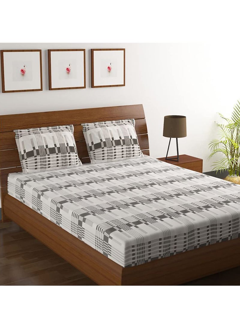 HOMETALES Cotton Big Checks Bedsheet with 2 Pillow CoversMulticolor