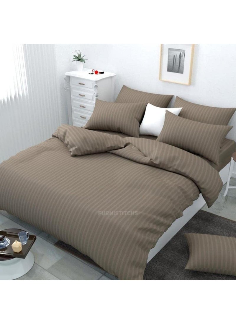 Own way Microfiber Satin Striped 400TC Double Bedsheet King Size for Double Bed Solid Colour Bed Sheets Flat Sheets Size 108x108 inch 2 Pillow Cover28x18 inch