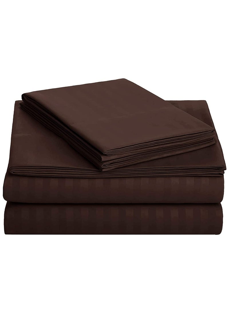Own way Microfiber Satin Striped 400TC Double Bedsheet King Size for Double Bed Solid Colour Bed Sheets Flat Sheets Size 108x108 inch 2 Pillow Cover28x18 inch