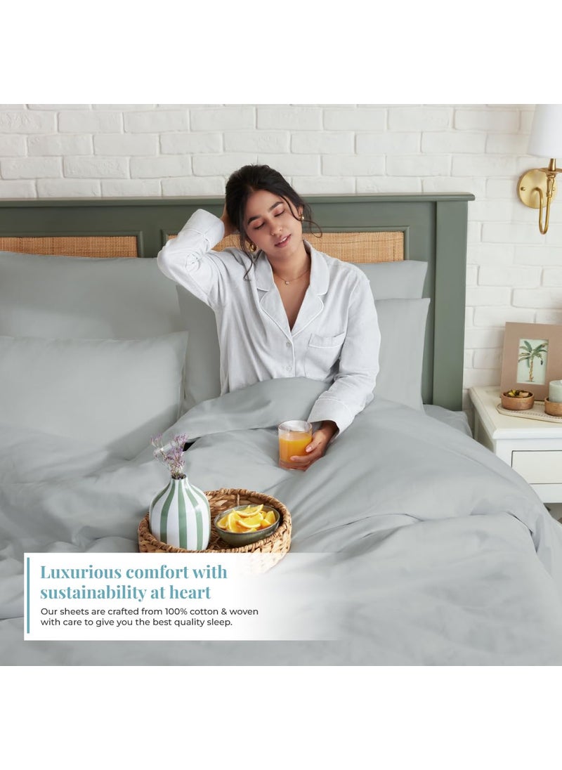 Blue Dahlia 100 Cotton Single Size Bedsheet Set with 1 Pillow Cover 200TC 1 Flat Sheet 60 x 901 Pillow Cover 18x28 Oeko TEX Certified Grey