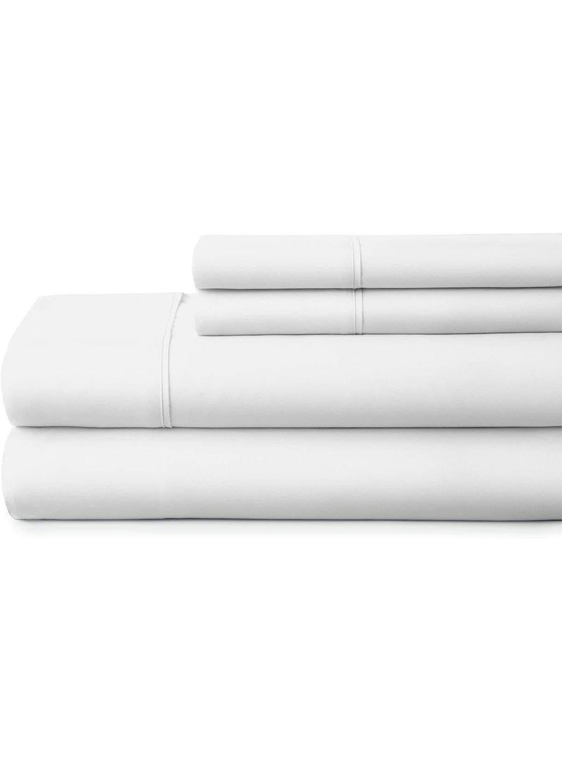 Bedsheets for King Bed Microfiber Plain King Size Bed Sheet Include Pillow Cover Ultra Soft for Home Hotel Villa Resort and Guest House_White Solid