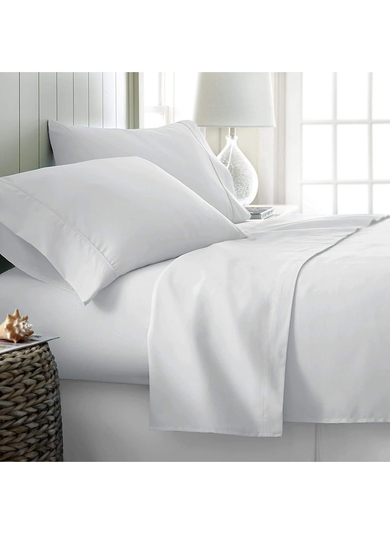 Bedsheets for King Bed Microfiber Plain King Size Bed Sheet Include Pillow Cover Ultra Soft for Home Hotel Villa Resort and Guest House_White Solid