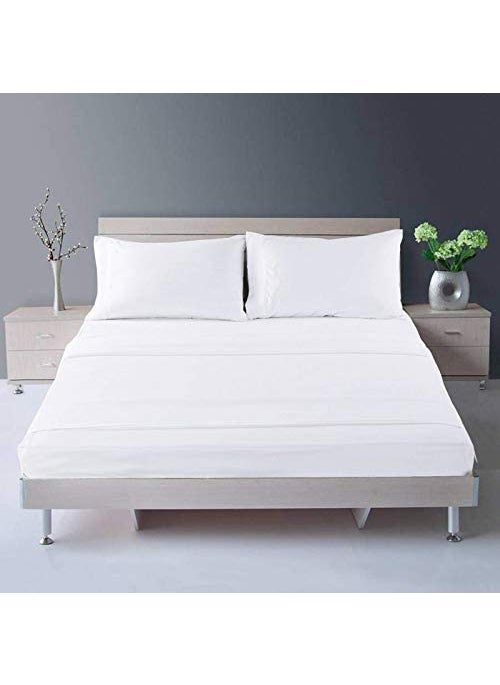 Bedsheets for King Bed Microfiber Plain King Size Bed Sheet Include Pillow Cover Ultra Soft for Home Hotel Villa Resort and Guest House_White Solid
