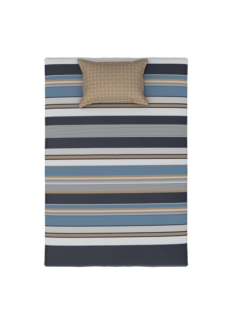 myTrident Home Essential Stripe Collection 144 TC 100 Cotton Bedsheet with 1 Pillow Cover Single Size 152 x 228 cm Astor