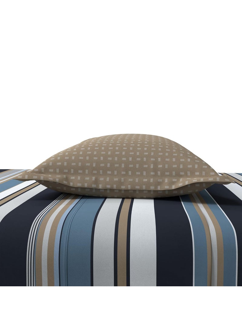 myTrident Home Essential Stripe Collection 144 TC 100 Cotton Bedsheet with 1 Pillow Cover Single Size 152 x 228 cm Astor