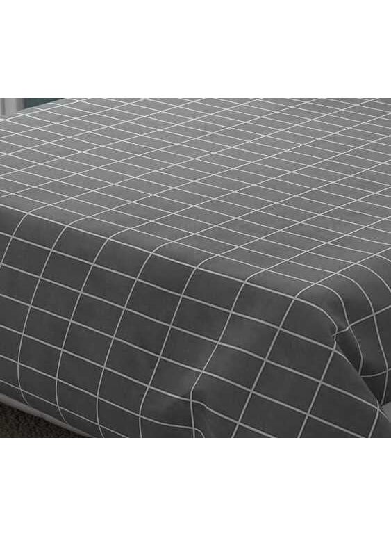 DECOR2ADMIRE 210 TC Glace Cotton Plain Solid Geometric Bedsheet for Double Bed with 2 Pillow Covers for Home 90 100 Inches Dark Grey