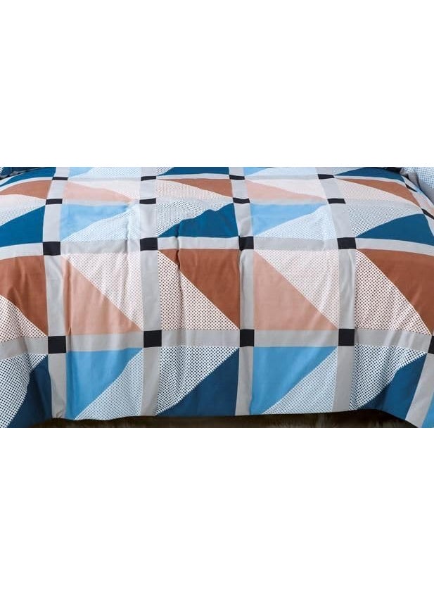 DECOR2ADMIRE 300 Thread Count Cotton Queen Size Printed Double Bedsheet with Two Pillow Covers for Home Blue Printed 90 x 100 Flat