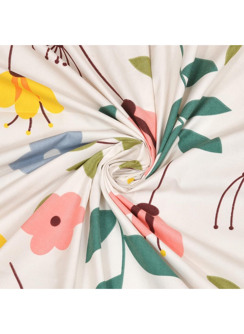 EasyGoods Super Soft Twilight Floral Bedsheet Bedsheet for Double Bed King Size Double Bedsheet with 2 Pillow Covers Premium Printed Flat Bed Sheet 106x107 inchOff White