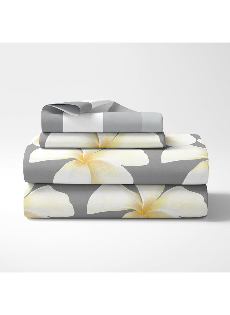 LORETO A QUALITY LINEN BRAND 100 Cotton Bedsheet for Double Bed 1 Double Bedsheet with 2 Pillow Covers 144 TC Queen Size Double Bedsheet Cotton Floral White Grey