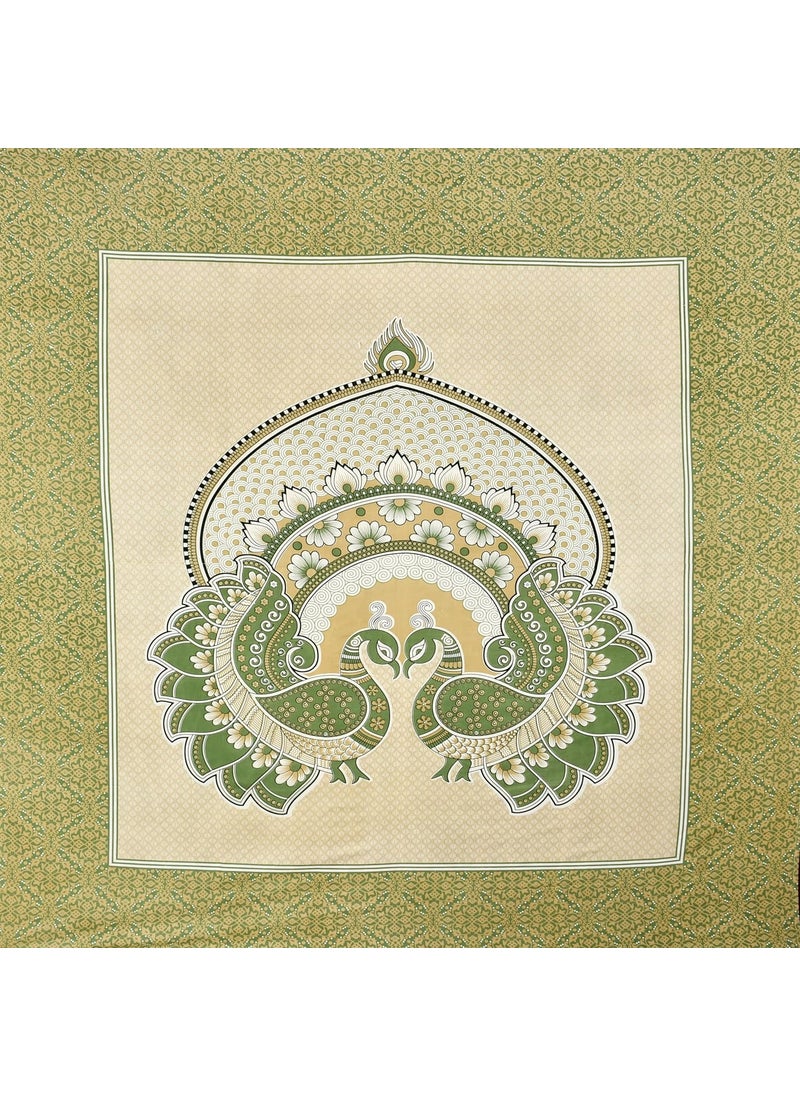 REALDREAM bedsheet for Double Bed Flat Double bedsheet Glace Cotton with 2 Pillow Cover 90 x 100 Inches PeacockYellow