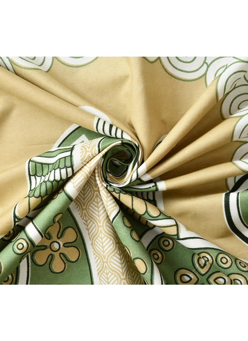 REALDREAM bedsheet for Double Bed Flat Double bedsheet Glace Cotton with 2 Pillow Cover 90 x 100 Inches PeacockYellow