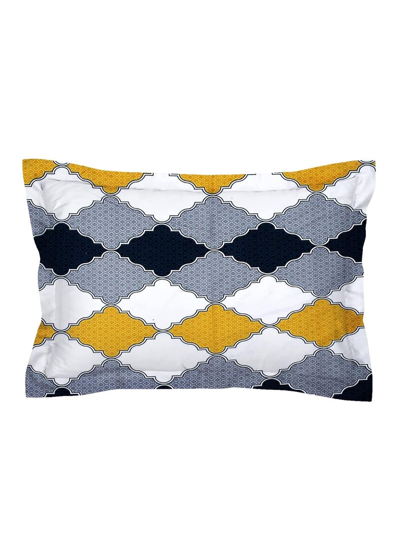 AEROHAVEN 180TC Glace Cotton Abstract Flat Double Bedsheet with 2 Pillow Covers GCB22 Grey Yellow