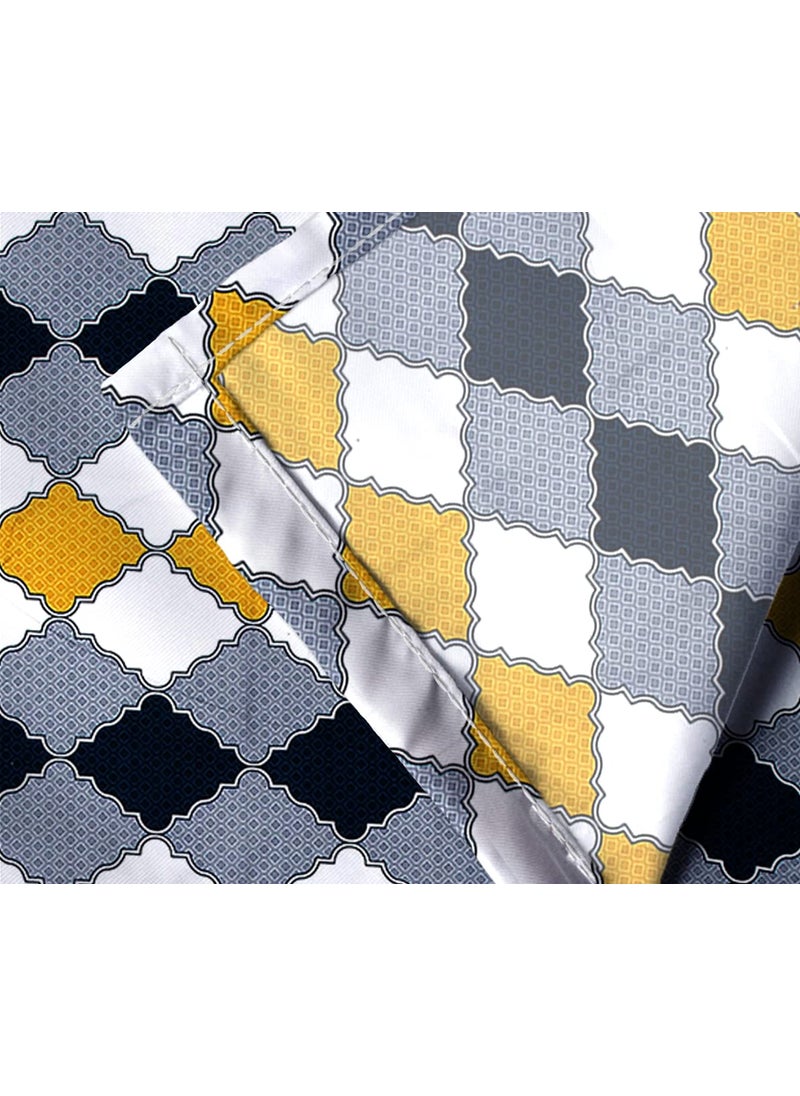 AEROHAVEN 180TC Glace Cotton Abstract Flat Double Bedsheet with 2 Pillow Covers GCB22 Grey Yellow