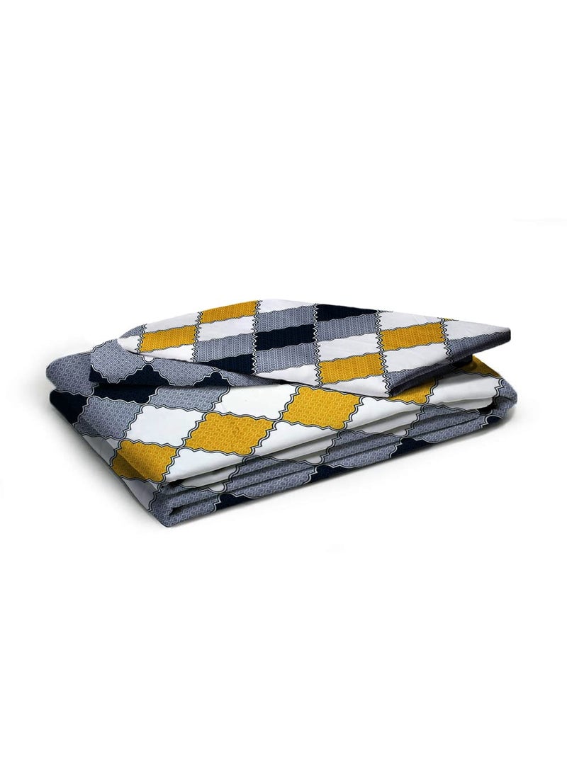 AEROHAVEN 180TC Glace Cotton Abstract Flat Double Bedsheet with 2 Pillow Covers GCB22 Grey Yellow