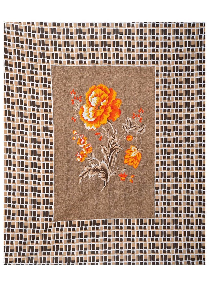 HOMETALES Brown Cotton Queen Jaipuri Bedsheet with 2 Pillow Covers