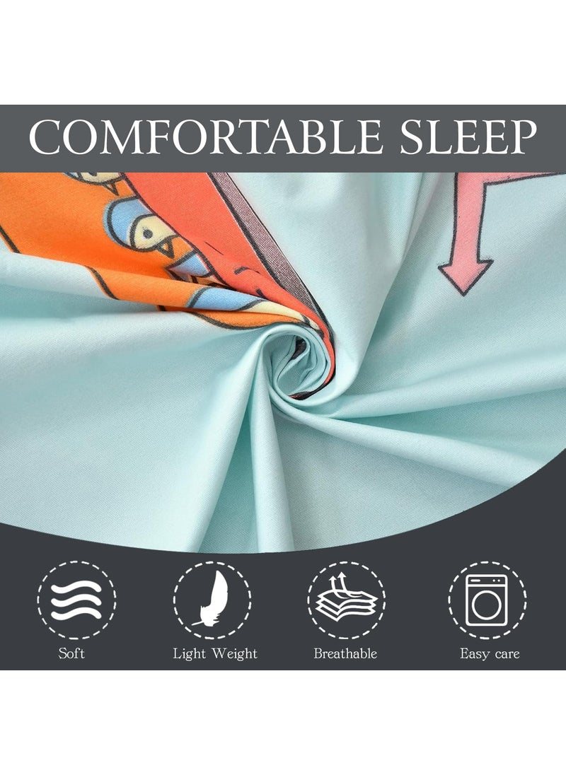FRESH FROM LOOM Glace Cotton Wrinkle Free Soft Hypoallergenic Bed Sheet Cartoon Printed Single Bedsheet Kids Bedsheet For Boys Girls Room With 1 Pillow Cover 60X90 InchesAquaBus 144 tc
