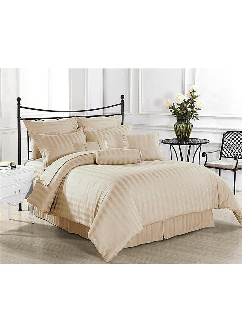Castiqa Satin Fabric Stripes Pattern 4 Bedsheets Set Combo for HomeHotelsHospitals 4 Bedsheets 8 Pillow Covers Size90x100inch Multicolor F
