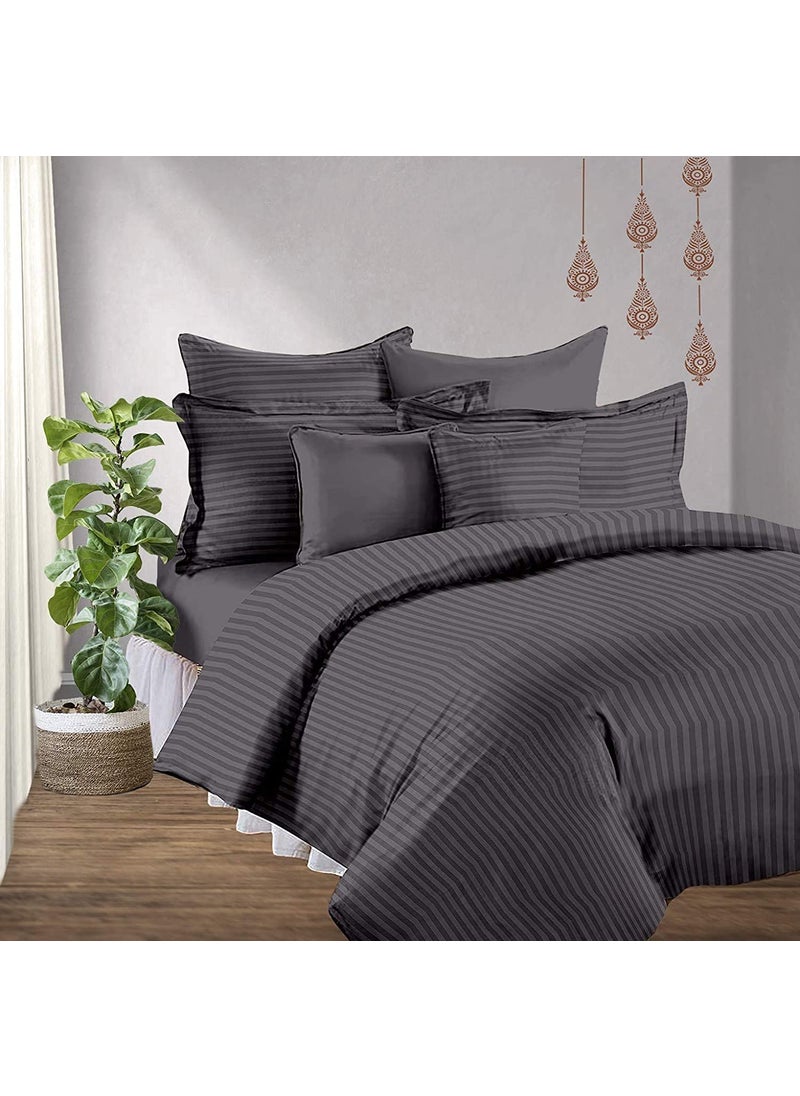 Castiqa Satin Fabric Stripes Pattern 4 Bedsheets Set Combo for HomeHotelsHospitals 4 Bedsheets 8 Pillow Covers Size90x100inch Multicolor F
