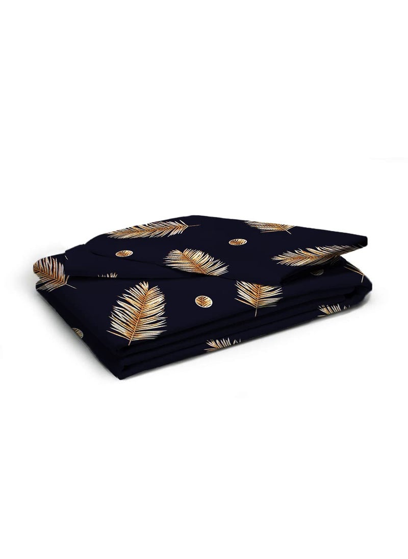 AEROHAVEN 180TC Glace Cotton Abstract Flat Double Bedsheet with 2 Pillow Covers GCB15 Navy Blue