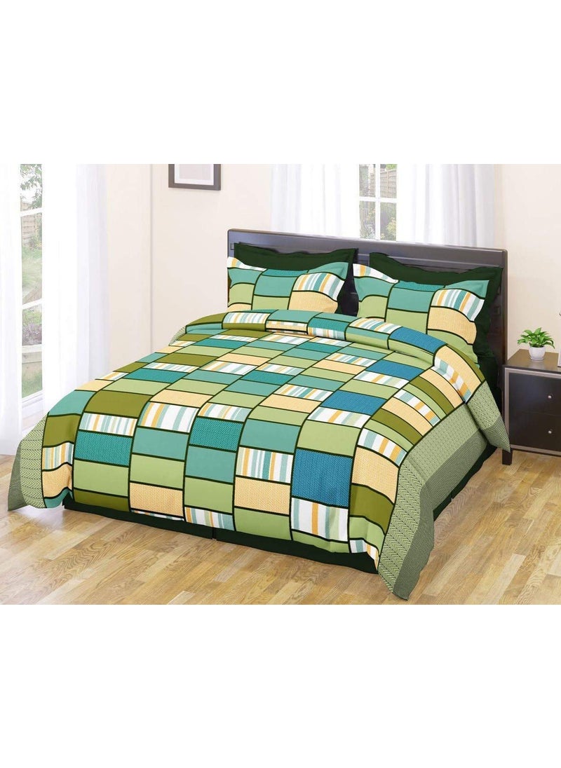 MORADO 3D Printed Glace Cotton 144 TC Double Bedsheet with 2 Pillow Covers 90X90 Inches Green