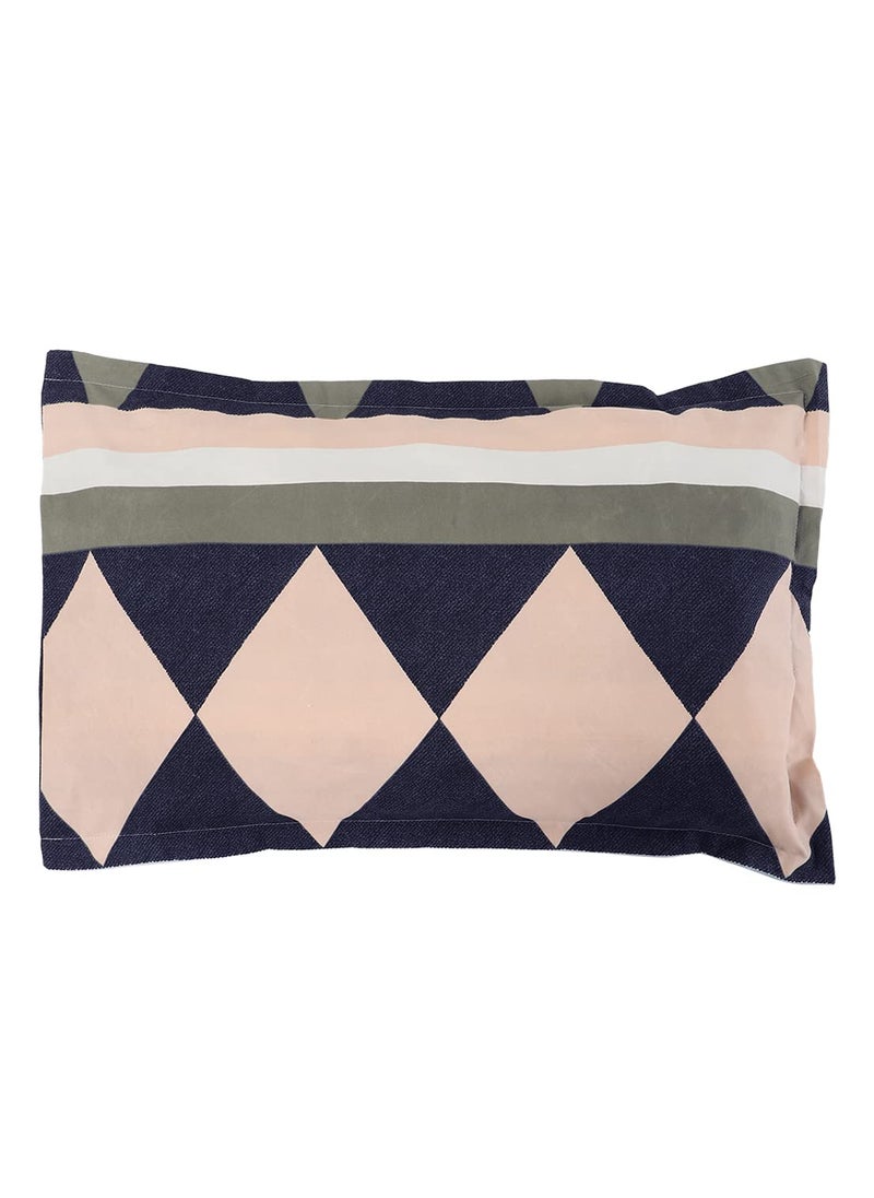 HOMETALES Microfiber Geometric Printed Double Bed Sheet with 2 Pillow Covers Multicolor