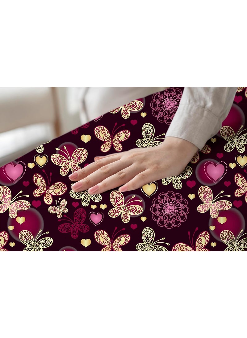 DREAMLET Prime Collections 160TC Glace Cotton Wrinkelfree Breathable Supersoft Double Flat Bedsheet with 2 Pillow Covers Pink Butterfly Flat