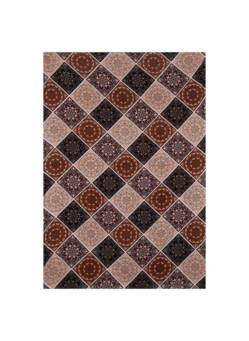 Delight Zone Prime Collection Supersoft Glace Cotton 160TC Printed Double Bedsheet with 2 Pillow Covers Multicolour Size 90 x 90 Inch Brown Rangoli Gold