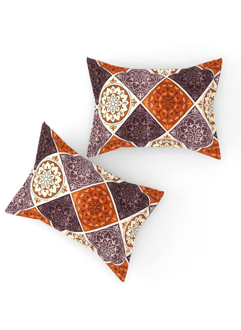 Delight Zone Prime Collection Supersoft Glace Cotton 160TC Printed Double Bedsheet with 2 Pillow Covers Multicolour Size 90 x 90 Inch Brown Rangoli Gold