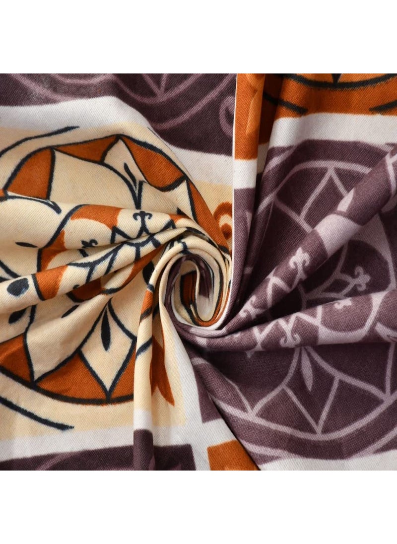 Delight Zone Prime Collection Supersoft Glace Cotton 160TC Printed Double Bedsheet with 2 Pillow Covers Multicolour Size 90 x 90 Inch Brown Rangoli Gold