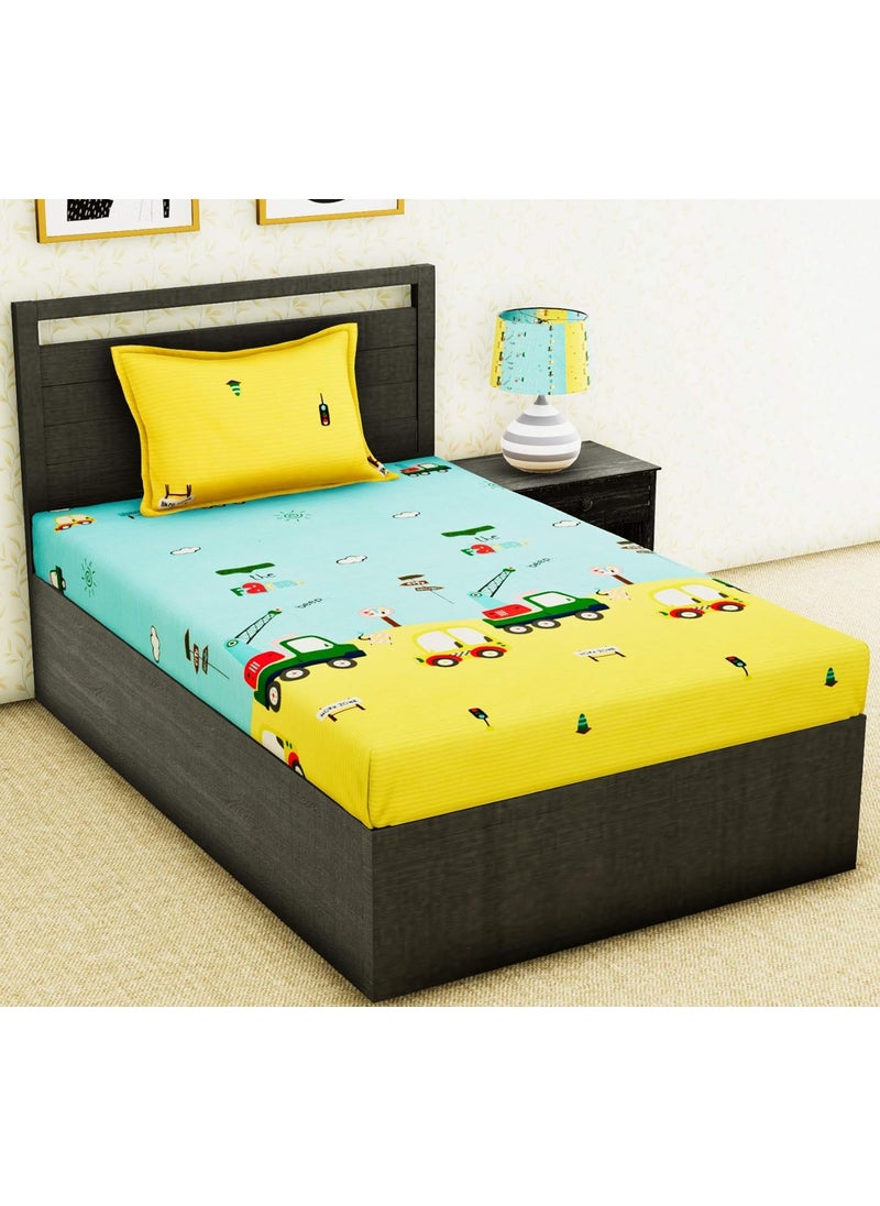 COZY FURNISH Super Soft Brushed Microfiber Cotton Single Bedsheet with 1 Pillow Cover60X90Inches Printed Single Bedsheet with Pillow Cover