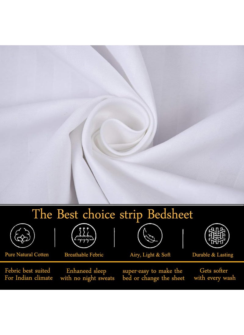 Fresh From Loom Microfiber Wrinkle Resistant Soft Skin Safe Breathable King Size Flat Bedsheets All Season Soft Fabric Double Bedsheet Set with 2 Pillow Covers 108x108 Inches White