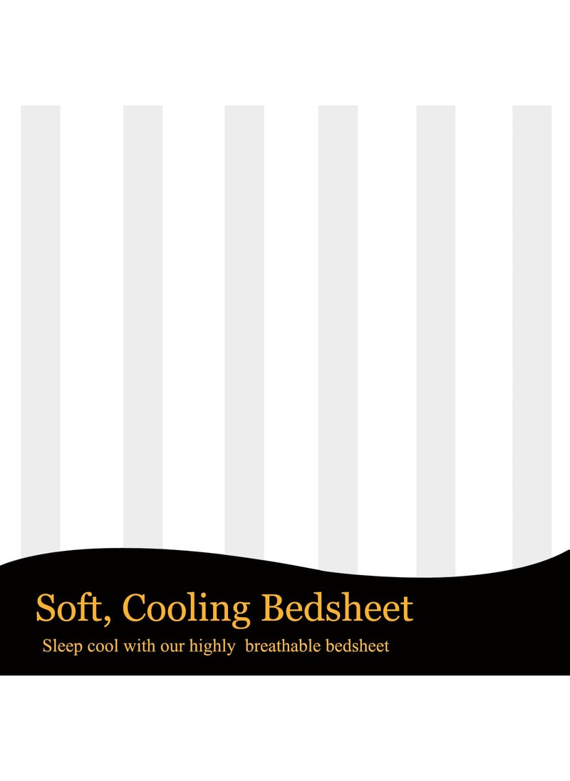 Fresh From Loom Microfiber Wrinkle Resistant Soft Skin Safe Breathable King Size Flat Bedsheets All Season Soft Fabric Double Bedsheet Set with 2 Pillow Covers 108x108 Inches White