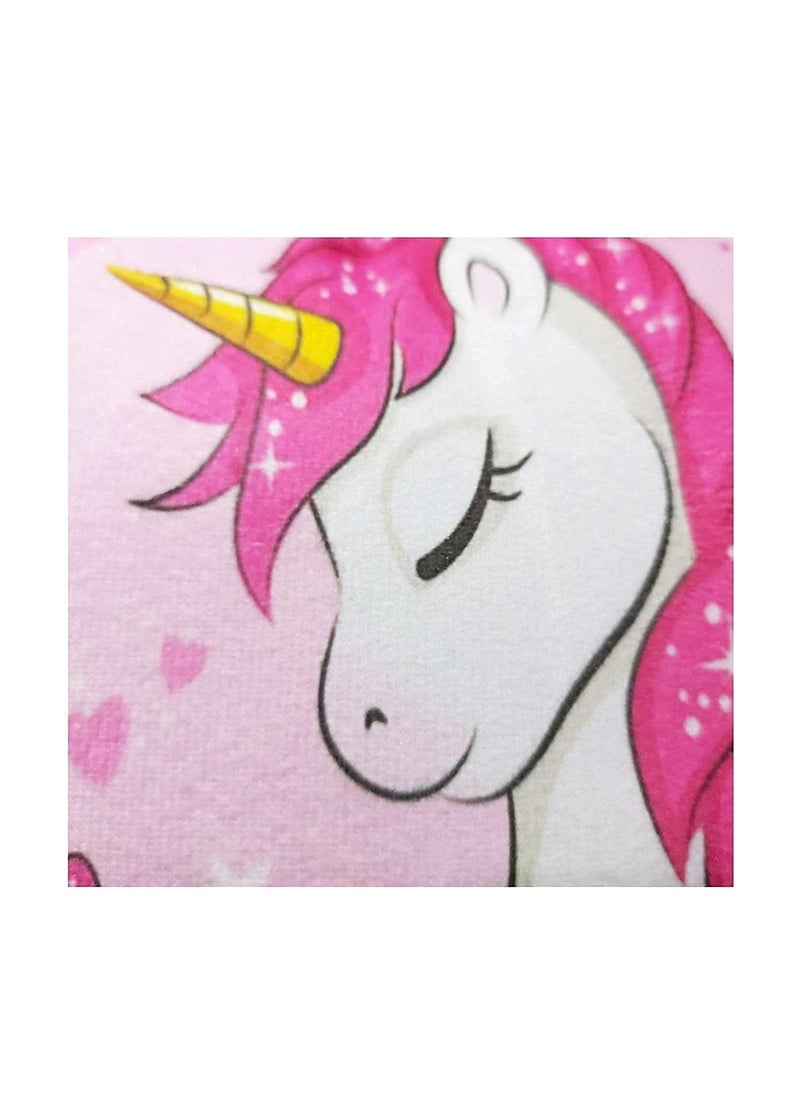 NISHOMES Unicorn Design Frill Boundry Velvet Cartoon Design Printed Kids Pillow Fiber Filled Size 14x20 Inches Pink