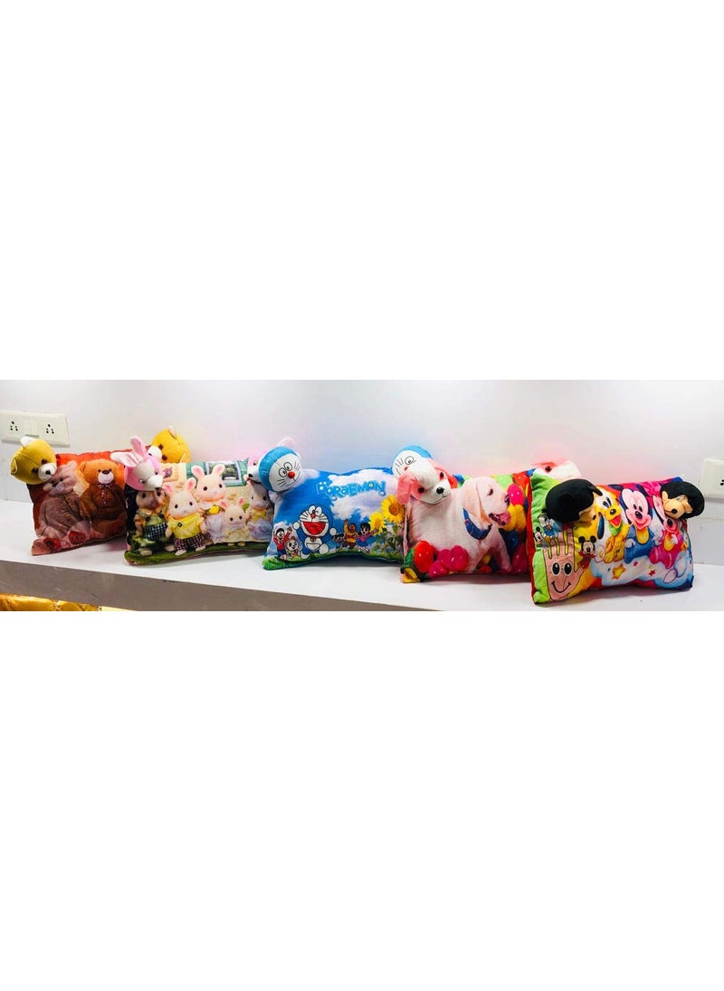 NISHOMES Kids Cartoon Double Face Soft Pillow Fiber Filled Velvet Baby Cushion Multicolor