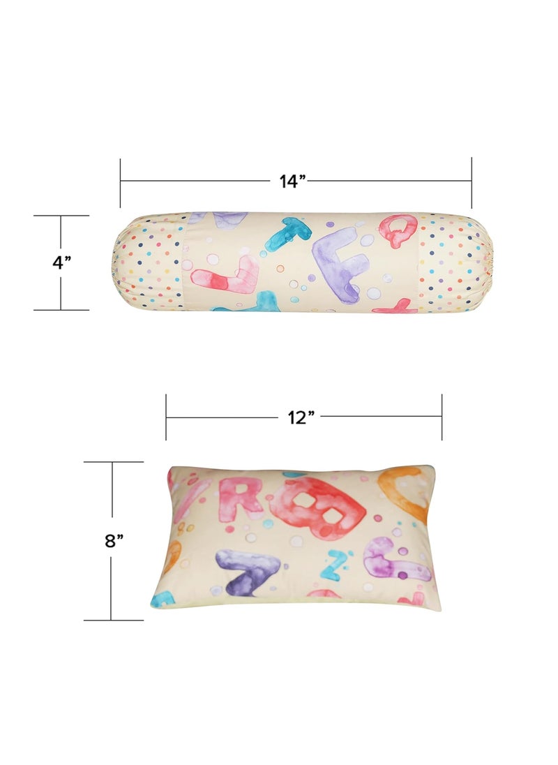 Oscar Home Toddler Pillow and Bolster Set with Covers which are Removable Washable for Boys Girls Pack of 3 Alphabet