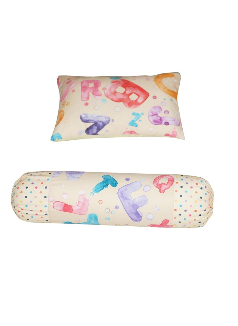 Oscar Home Toddler Pillow and Bolster Set with Covers which are Removable Washable for Boys Girls Pack of 3 Alphabet