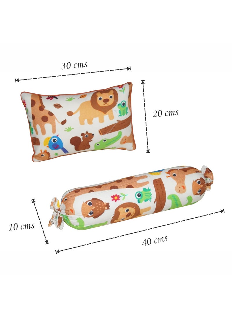 Oscar Home Cot Pillow 2 BolsterSet with Fillers Soft Eco Friendly Fabric Safari